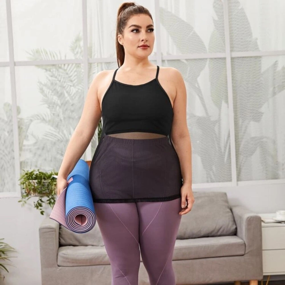 Contrast mesh sports cami top - 1x